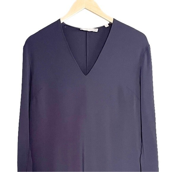 Vince Dress V-Neck Popover Long Sleeve Tunic Navy Blue Size XS Minimalist Simple - Picture 6 of 13